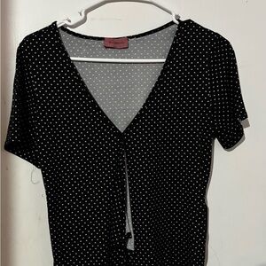 Ragdoll Polka Dot V-Neck Blouse